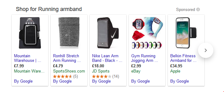 running armband Google Shopping ads