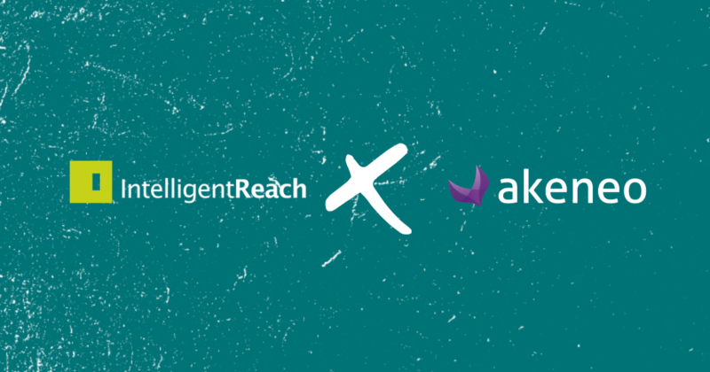 Text reads: Intelligent Reach x Akeneo