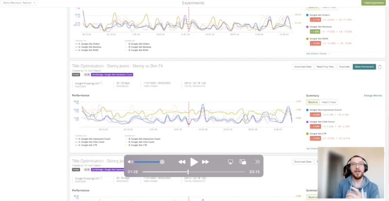 Intelligent Reach Product Data Experiments - metrics and make live