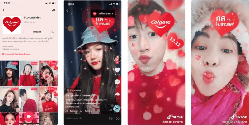 Colgate launched custom stickers for their Branded Effects ad campaign | Source: TikTok