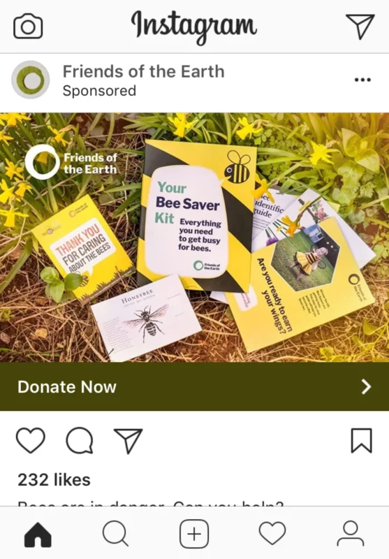 Friends of the Earth square ad for Instagram