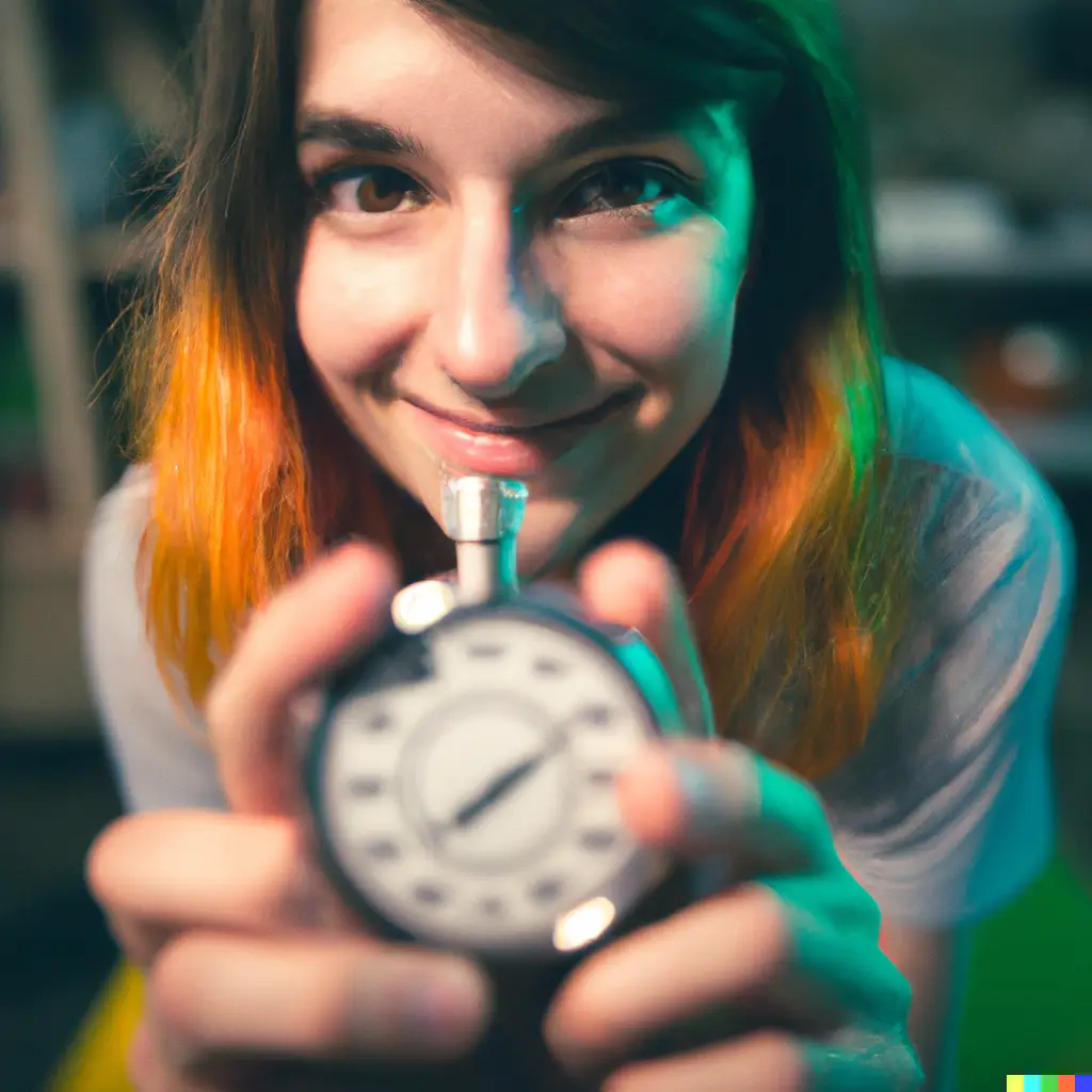 Woman holding a stopwatch